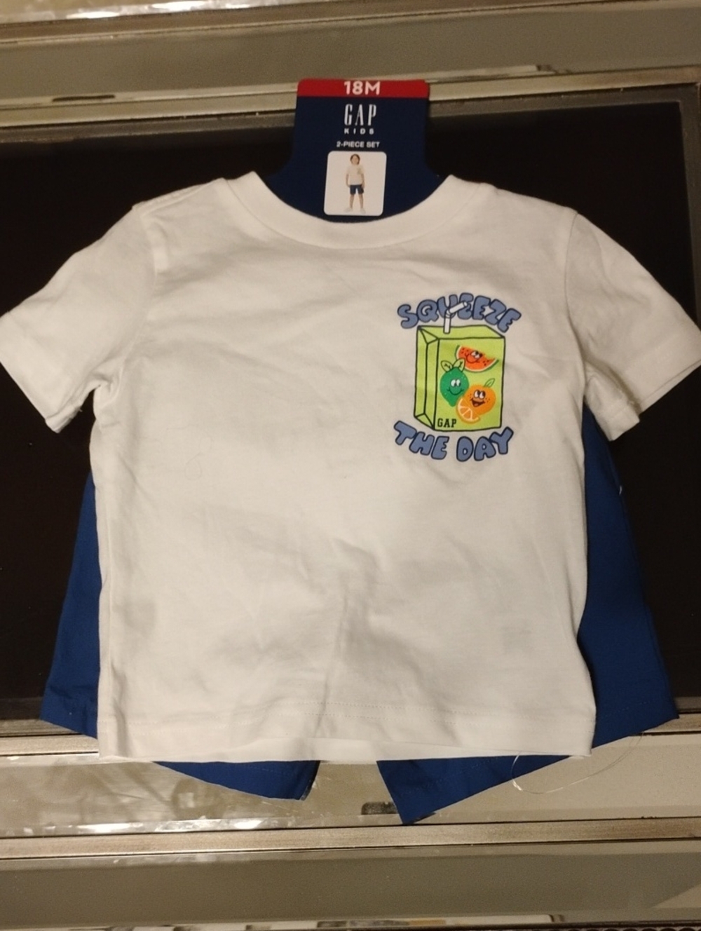 GAP White Tee with Blue Shorts and Citrus Graphic